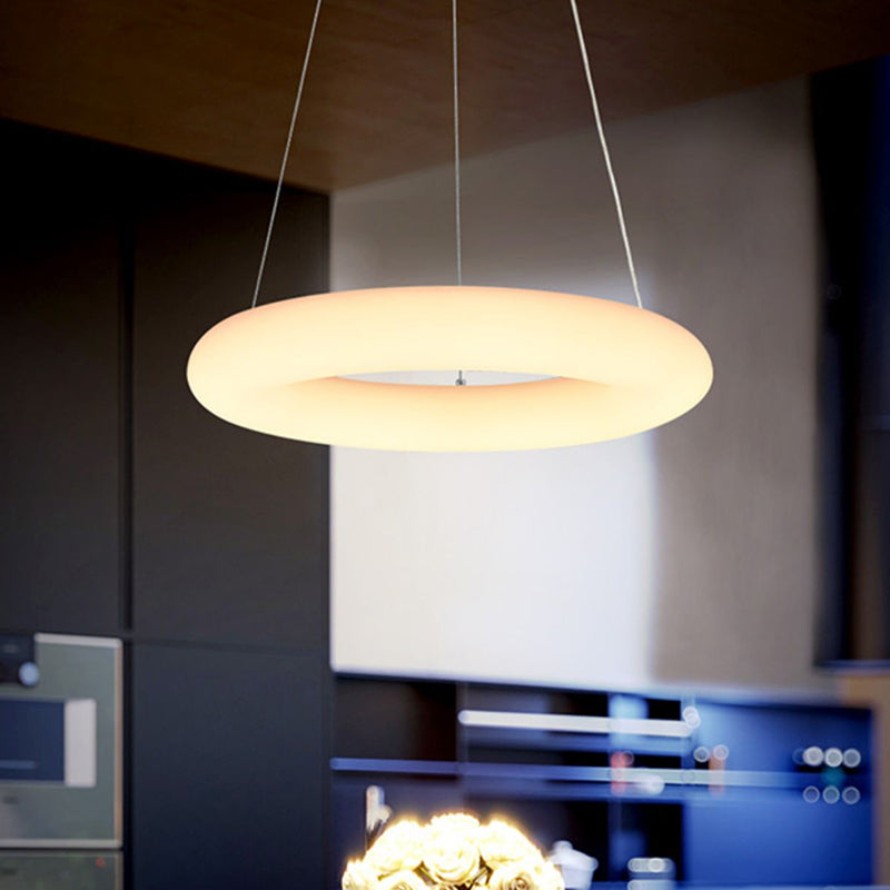 Modern White Vesicle Ring Led Pendant Chandelier Minimalist Acrylic Ceiling Light Over Table -