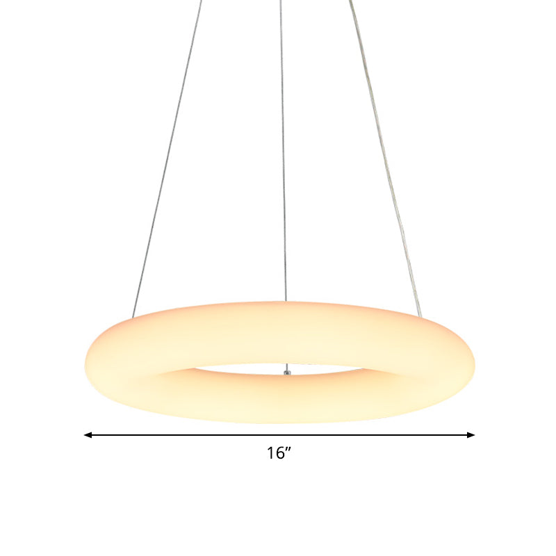 Modern White Vesicle Ring Led Pendant Chandelier Minimalist Acrylic Ceiling Light Over Table -