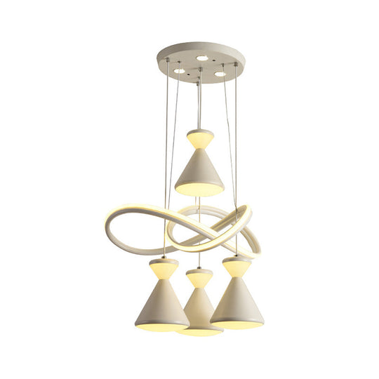 Contemporary 4-Light Led Cluster Pendant With Hourglass Shade For Dining Room