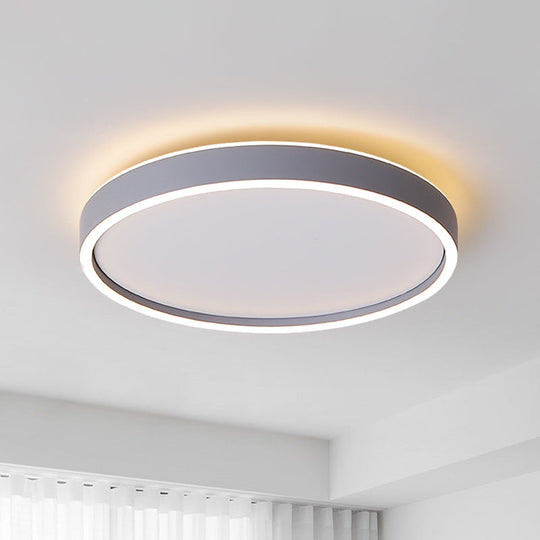 Modern Metallic Round Led Flushmount Ceiling Light White/Warm 16’/19.5’ Dia