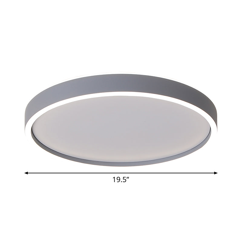 Modern Metallic Round Led Flushmount Ceiling Light White/Warm 16’/19.5’ Dia
