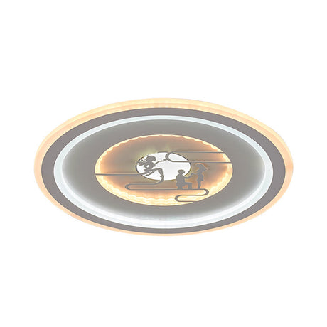 Minimalist Acrylic Led Flush Mount With Unique Lovers Pattern
