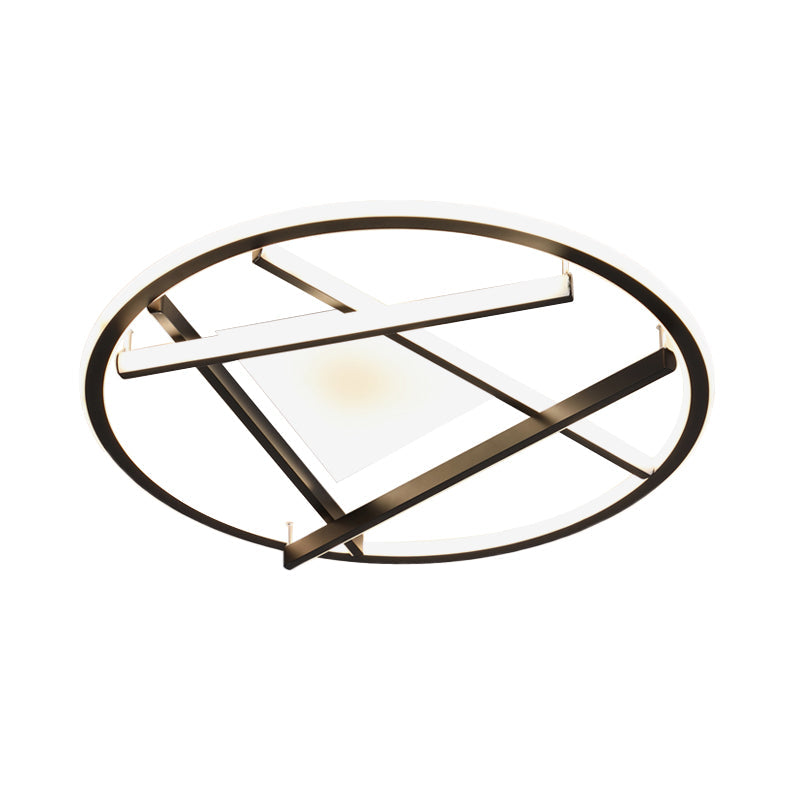 16’/19.5’ Acrylic Ring Led Flush Mount Ceiling Light In Black White/Warm