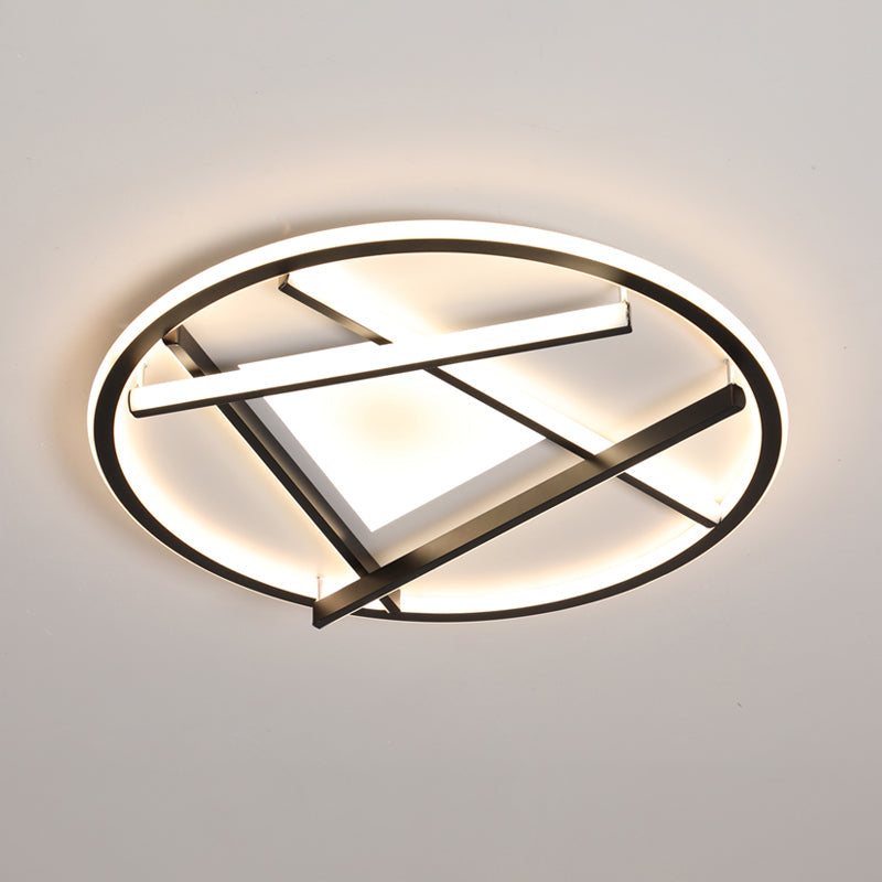 16’/19.5’ Acrylic Ring Led Flush Mount Ceiling Light In Black White/Warm