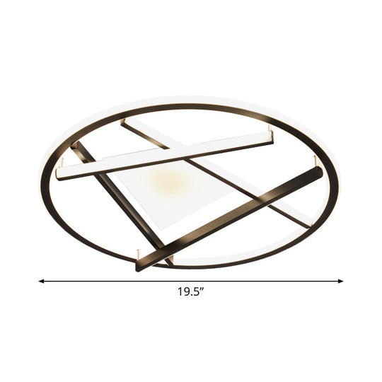 16/19.5 Acrylic Ring Led Flush Mount Ceiling Light In Black White/Warm