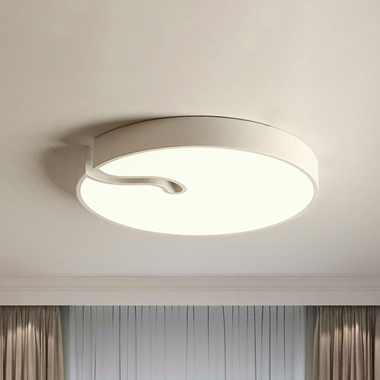 Modern Metallic Drum Flush Mount Led Ceiling Lamp In White/Black - 16/19.5 Dia White / 16