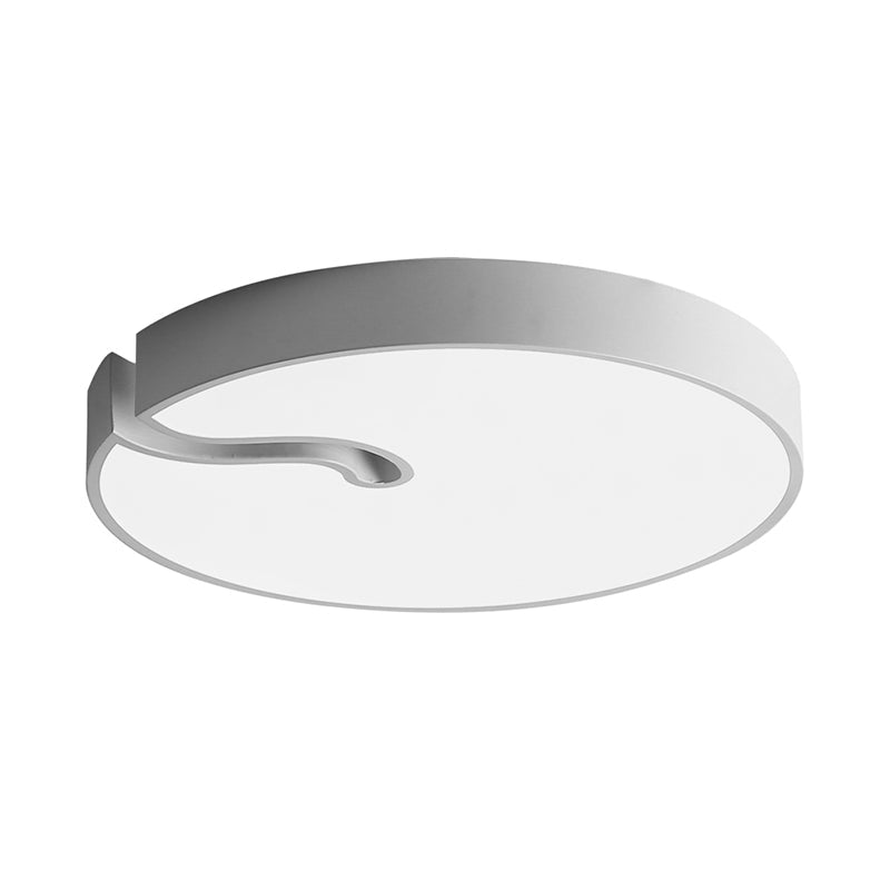 Modern Metallic Drum Flush Mount Led Ceiling Lamp In White/Black - 16’/19.5’ Dia