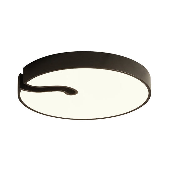 Modern Metallic Drum Flush Mount Led Ceiling Lamp In White/Black - 16/19.5 Dia