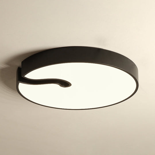 Modern Metallic Drum Flush Mount Led Ceiling Lamp In White/Black - 16’/19.5’ Dia