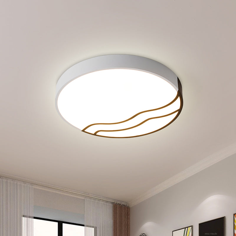 Minimalist Led Bedroom Ceiling Lamp In White/Gold And Black 16/14 Diameter Black-White / 14