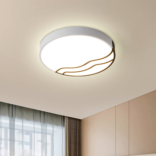 Minimalist Led Bedroom Ceiling Lamp In White/Gold And Black 16’/14’ Diameter