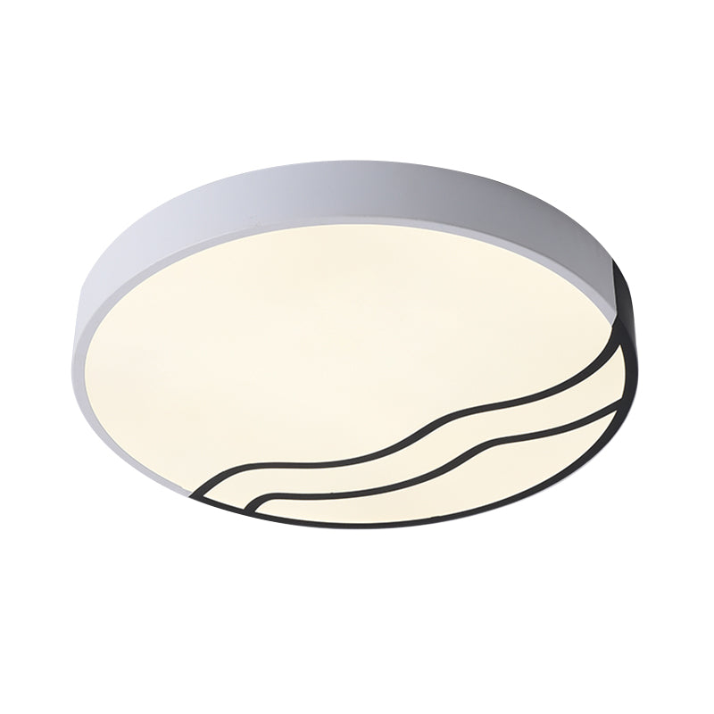 Minimalist Led Bedroom Ceiling Lamp In White/Gold And Black 16’/14’ Diameter