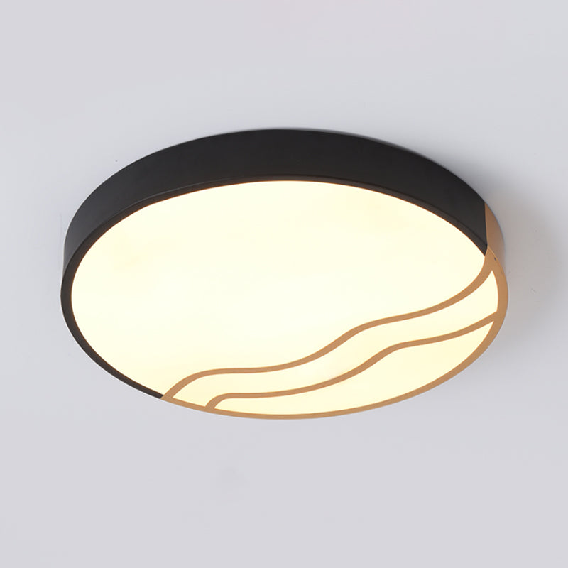 Minimalist Led Bedroom Ceiling Lamp In White/Gold And Black 16/14 Diameter