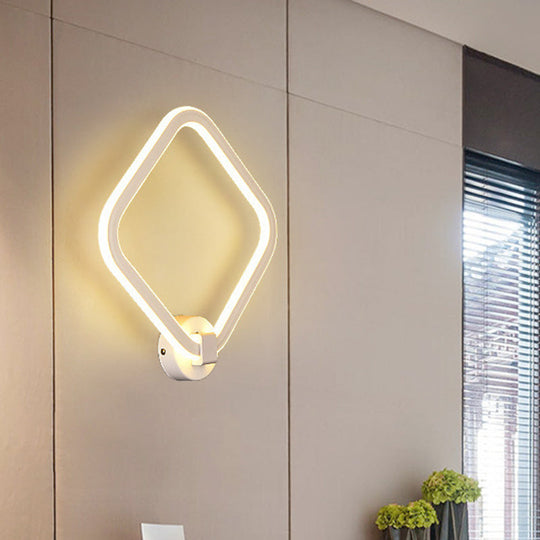 Modern Led Acrylic Wall Lamp For Bedside With Rhombus Frame