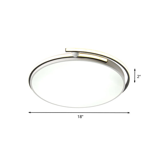 Minimalist Led Corridor Flush Mount Light Fixture - White Lamp With Circular Acrylic Shade