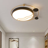 Contemporary Round Flush Mount Iron Led Flushmount With Halo Detail - White/Warm Light