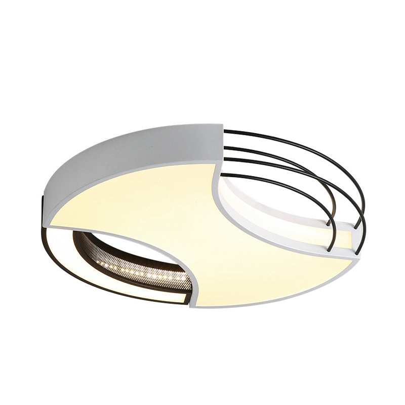 Modern Nordic Metal Black & White Led Flushmount Ceiling Lamp (18’/21.5’) - Warm/White Light