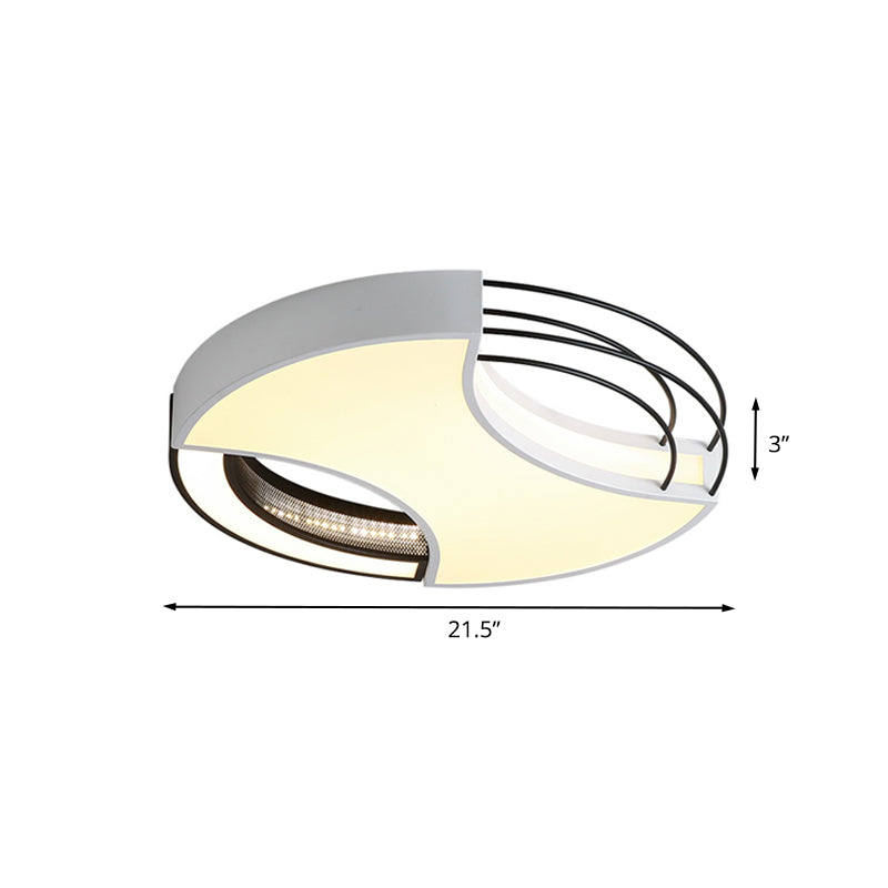 Modern Nordic Metal Black & White Led Flushmount Ceiling Lamp (18’/21.5’) - Warm/White Light