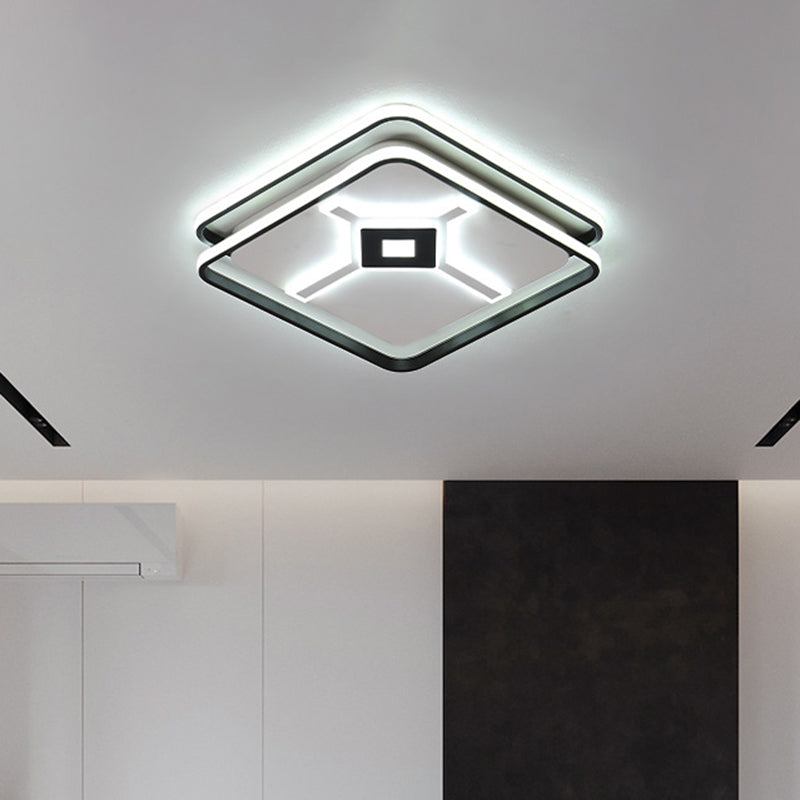 Modern Led Bedroom Ceiling Flush Mount Light Fixture With Acrylic Shade In White/Warm - Black