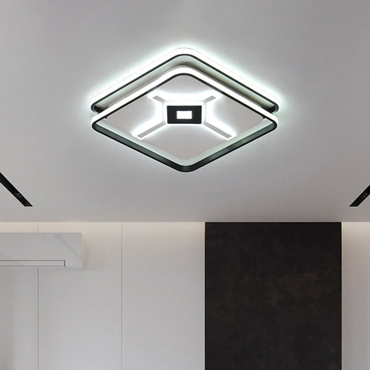 Modern Led Bedroom Ceiling Flush Mount Light Fixture With Acrylic Shade In White/Warm - Black