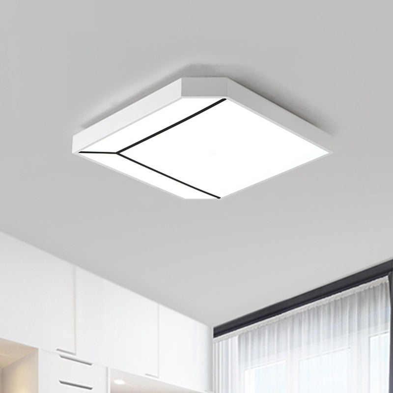 Modern Square Flush Led Ceiling Light In White/Warm - 19’/24’ Metallic For Living Room White /