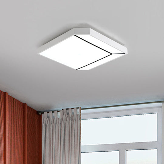 Modern Square Flush Led Ceiling Light In White/Warm - 19/24 Metallic For Living Room