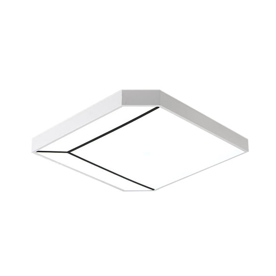 Modern Square Flush Led Ceiling Light In White/Warm - 19’/24’ Metallic For Living Room