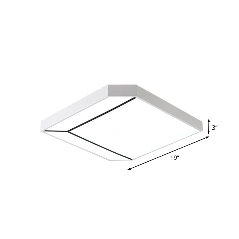 Modern Square Flush Led Ceiling Light In White/Warm - 19’/24’ Metallic For Living Room
