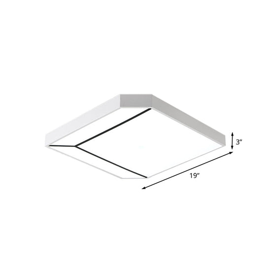 Modern Square Flush Led Ceiling Light In White/Warm - 19/24 Metallic For Living Room
