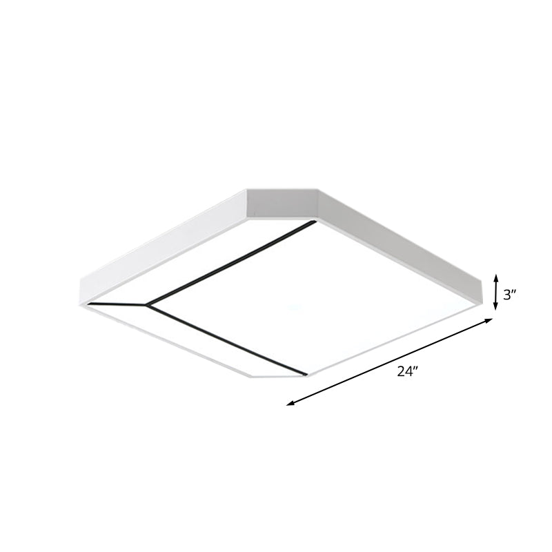 Modern Square Flush Led Ceiling Light In White/Warm - 19/24 Metallic For Living Room