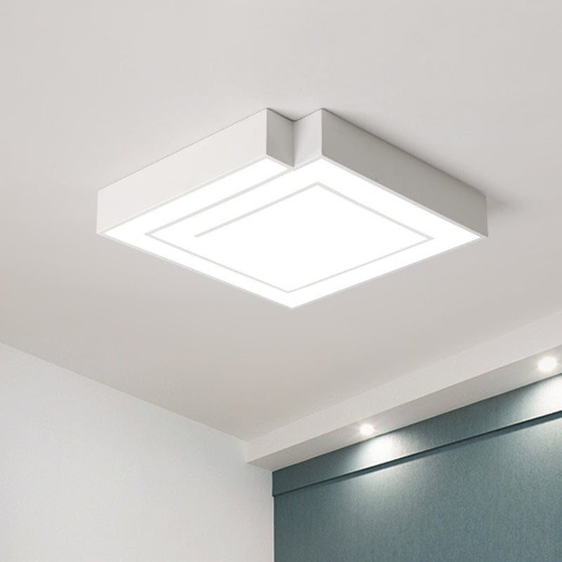 Iron Square Led Flush Mount Lighting - 18/21.5 White/Black Bedroom White/Warm Light White / 18 Warm