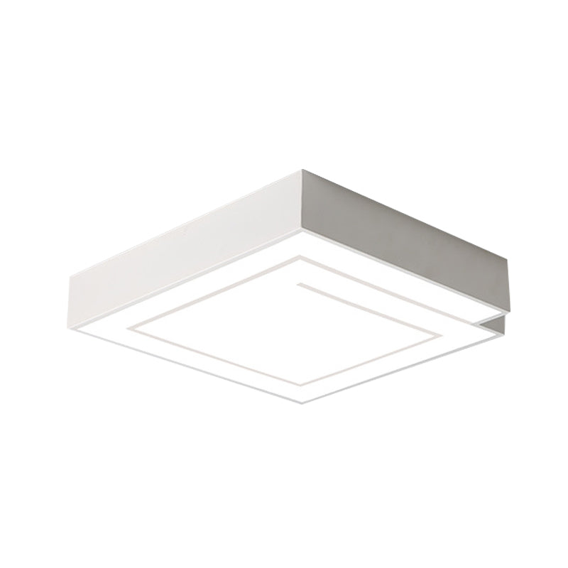 Iron Square Led Flush Mount Lighting - 18’/21.5’ White/Black Bedroom White/Warm Light