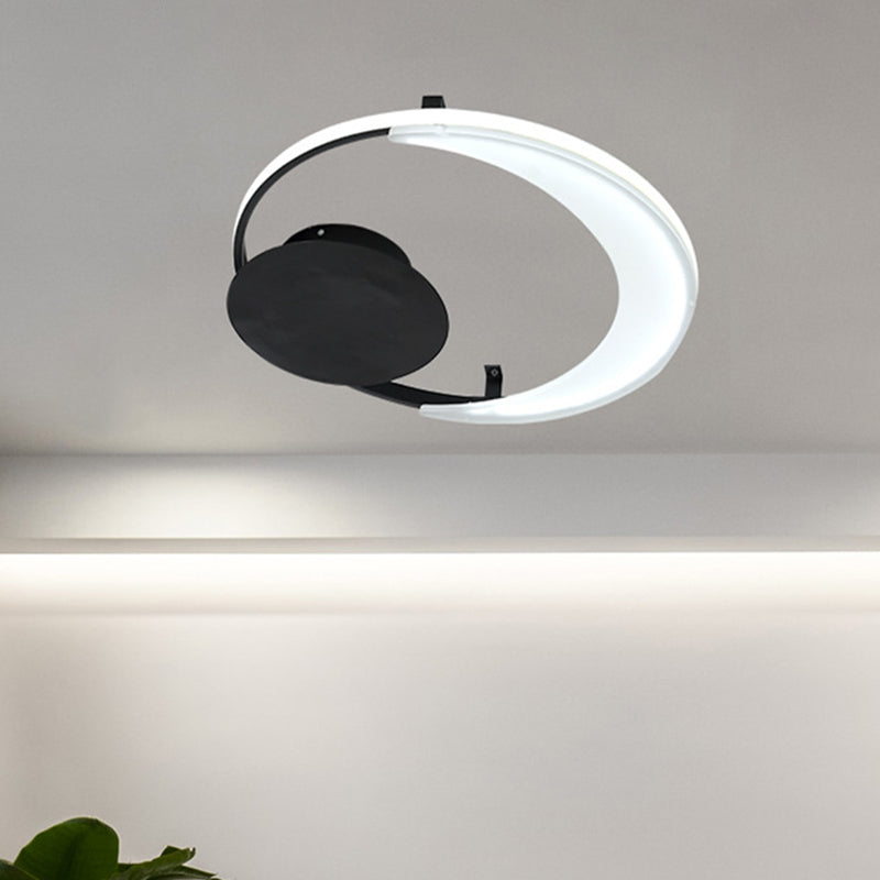 Contemporary Led Bedroom Ceiling Flush Mount With Acrylic Shade In Black 16.5’/20.5’ Wide