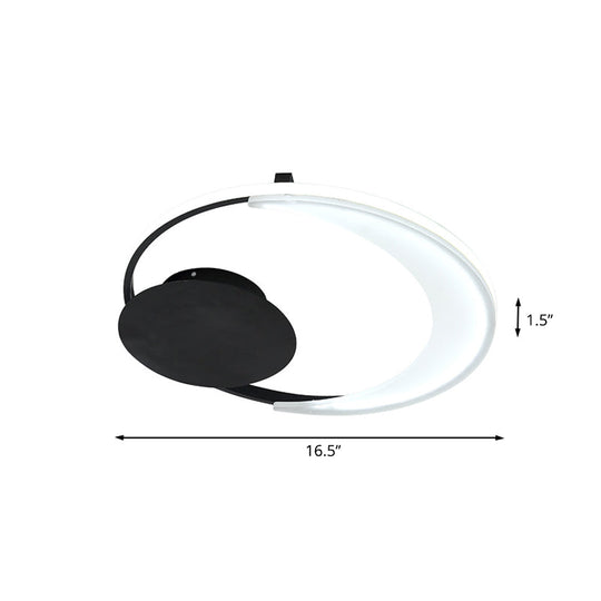 Contemporary Led Bedroom Ceiling Flush Mount With Acrylic Shade In Black 16.5’/20.5’ Wide