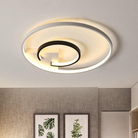 Acrylic 2 - Hoop Led Flushmount Ceiling Light Fixture - 16’/19.5’ White/Black Bedroom Lighting