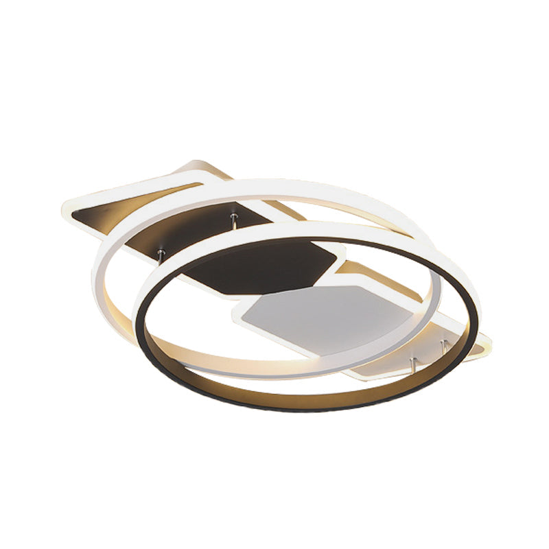 Modernist Acrylic Flushmount Led Ceiling Light For Bedroom - 16/19.5 Black