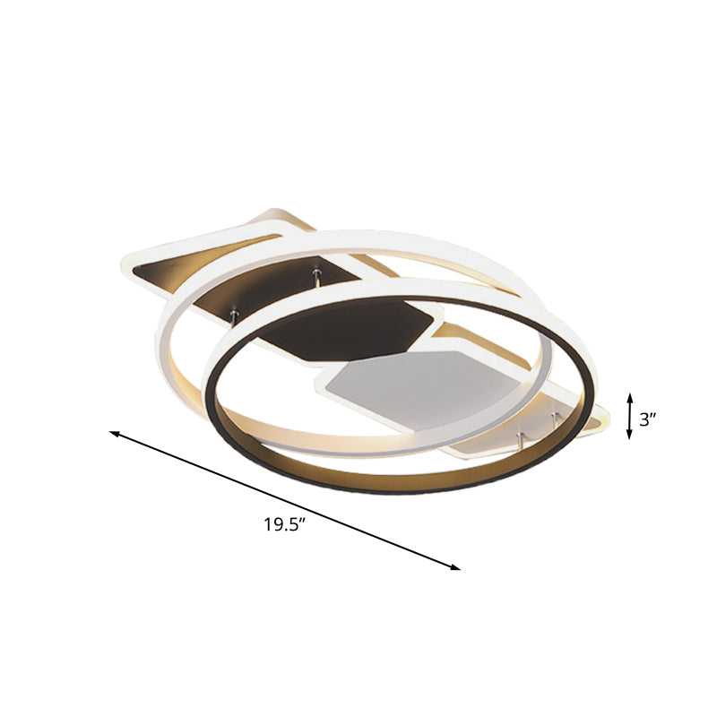Modernist Acrylic Flushmount Led Ceiling Light For Bedroom - 16’/19.5’ Black