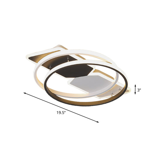 Modernist Acrylic Flushmount Led Ceiling Light For Bedroom - 16’/19.5’ Black