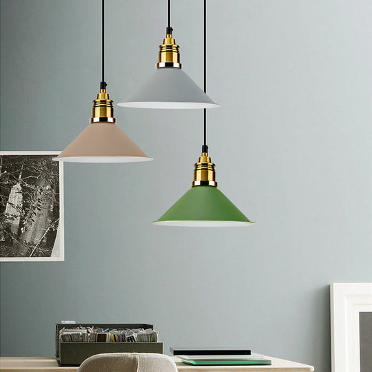 Modern Stylish Conic Pendant Light With Metal Shade - Black/Grey/White Ideal For Dining Room