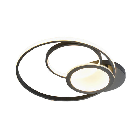 Acrylic Flush Mount Led Ceiling Lamp In White/Black - Modern Multi - Hoop Design Warm Light