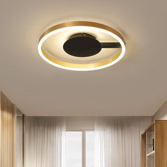 Gold Minimalist Led Bedroom Flushmount Light 16/23.5 Circular Acrylic Design