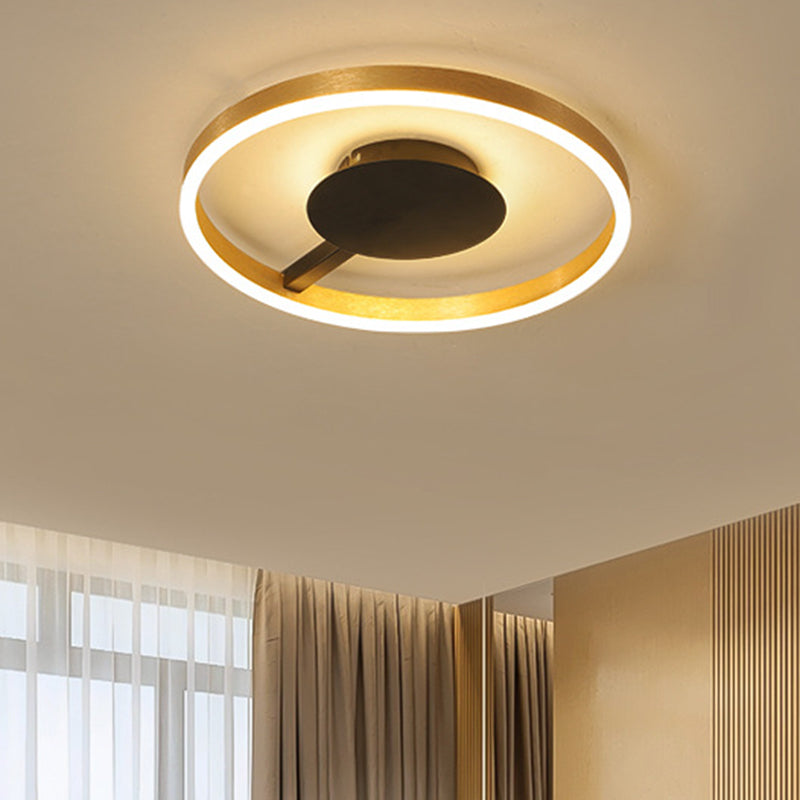Gold Minimalist Led Bedroom Flushmount Light 16/23.5 Circular Acrylic Design