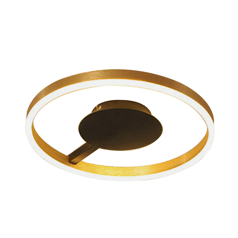 Gold Minimalist Led Bedroom Flushmount Light 16/23.5 Circular Acrylic Design