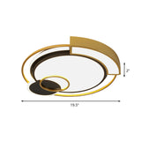Minimalist Circle Flush Light Fixture: Metal Led Bedroom Ceiling Lamp 16/19.5 Width Black/Gold