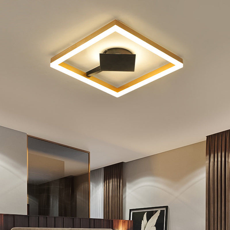 Modern Gold Square Flush Mount Led Ceiling Light Fixture - 16/23.5 W For Bedroom