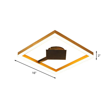 Modern Gold Square Flush Mount Led Ceiling Light Fixture - 16’/23.5’ W For Bedroom