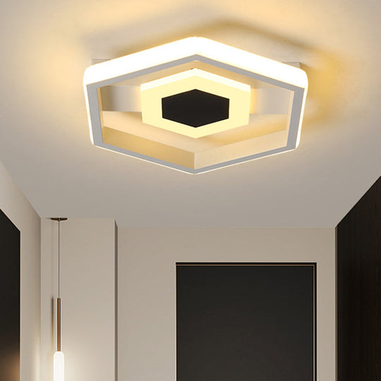Modern Led Flush - Mount Light Fixture For Cloakroom In White/Warm