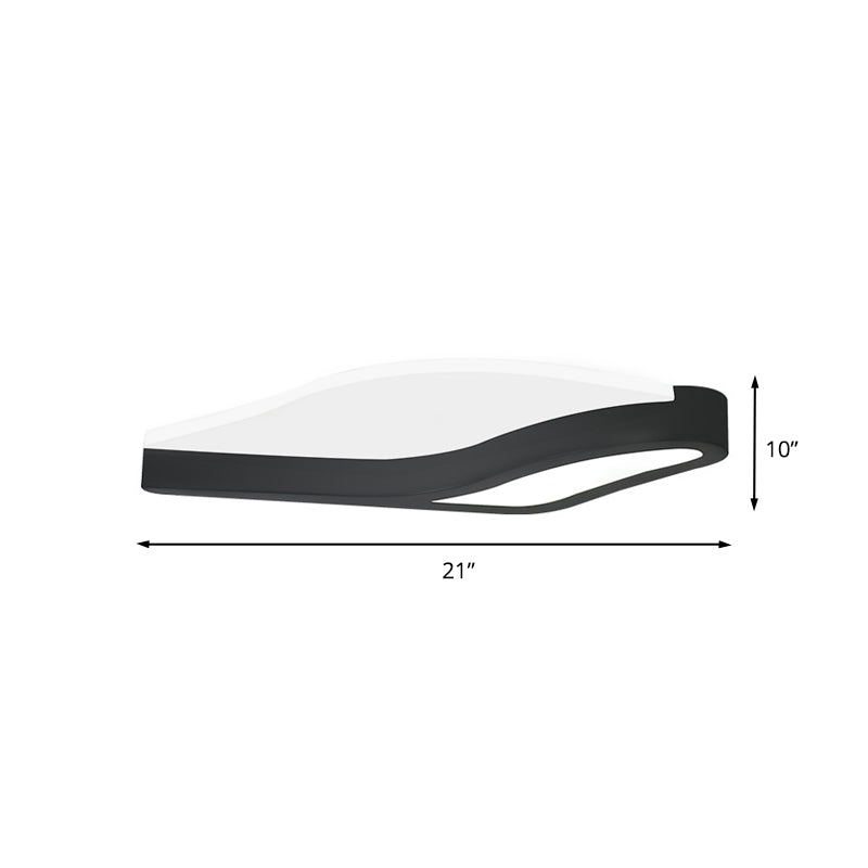 Minimalist Led Acrylic Flush Mount Light In Black Wave Design Warm/White - Close To Ceiling Lamp