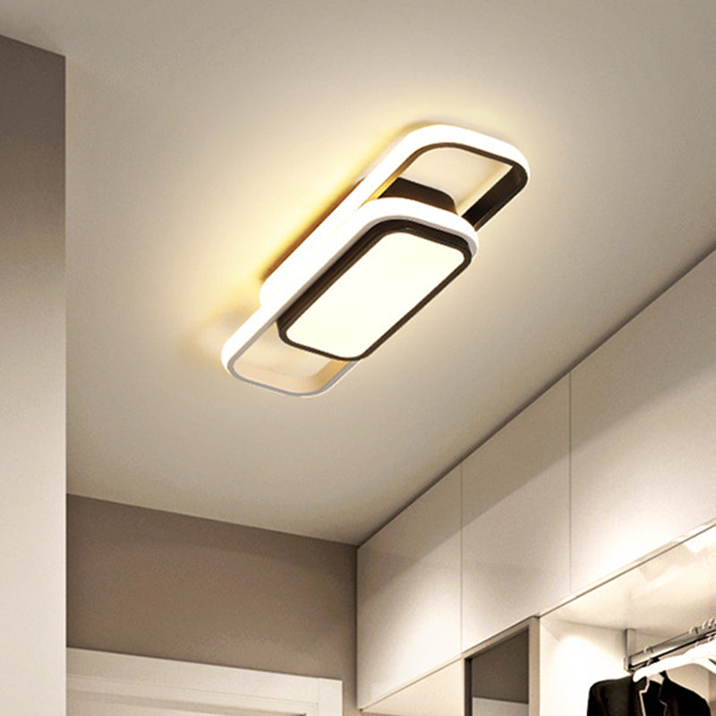 Modern Acrylic Flush Light Fixture - Grey/Black & White Led Flushmount (16’/23.5’) Warm/White