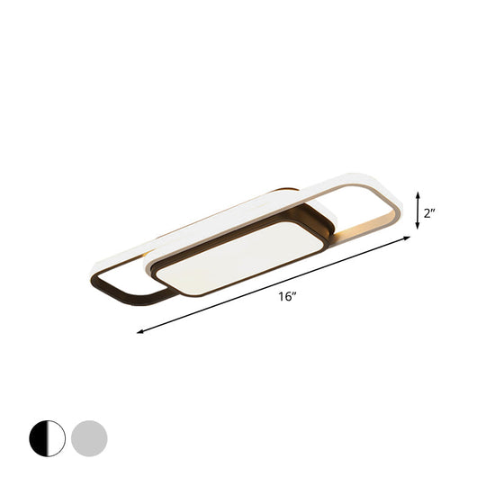 Modern Acrylic Flush Light Fixture - Grey/Black & White Led Flushmount (16’/23.5’) Warm/White